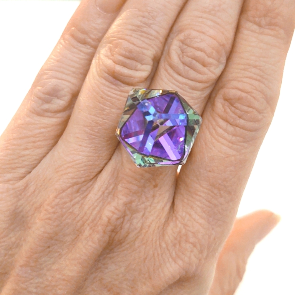 Groovy Y2K Vintage Oversized Glass Prism Ring